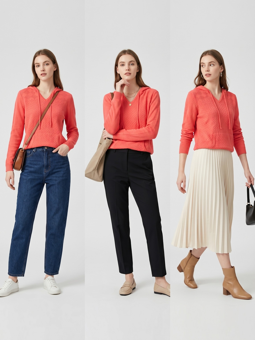 Northcrest Coral Scoop-Neck Hoodie Sweater